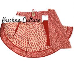 Anarkali Set Ruby Red and White